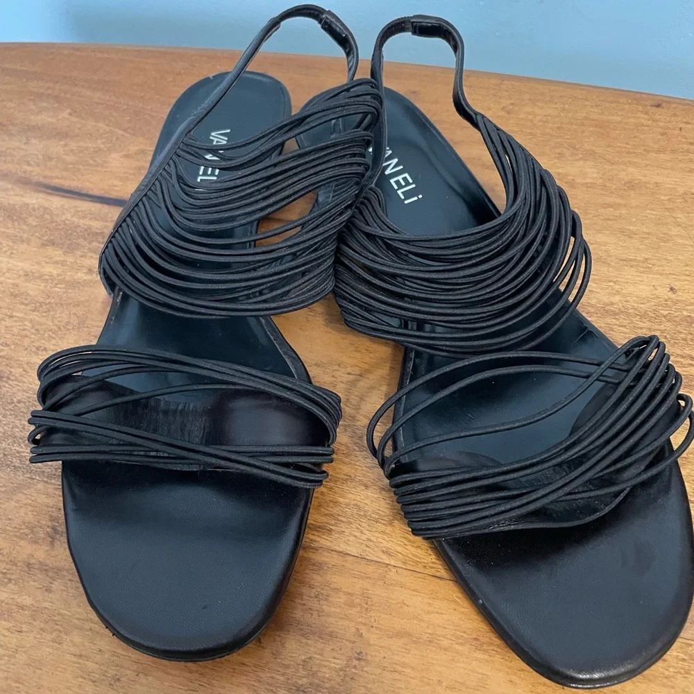 Van Eli Black Strappy Sandals Size 10W